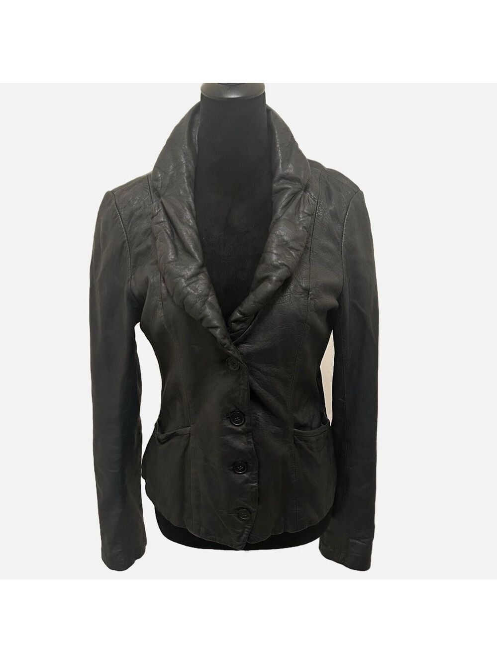All Saints Sputalfields Jacks Place Women’s Leather Jacket Black Goth